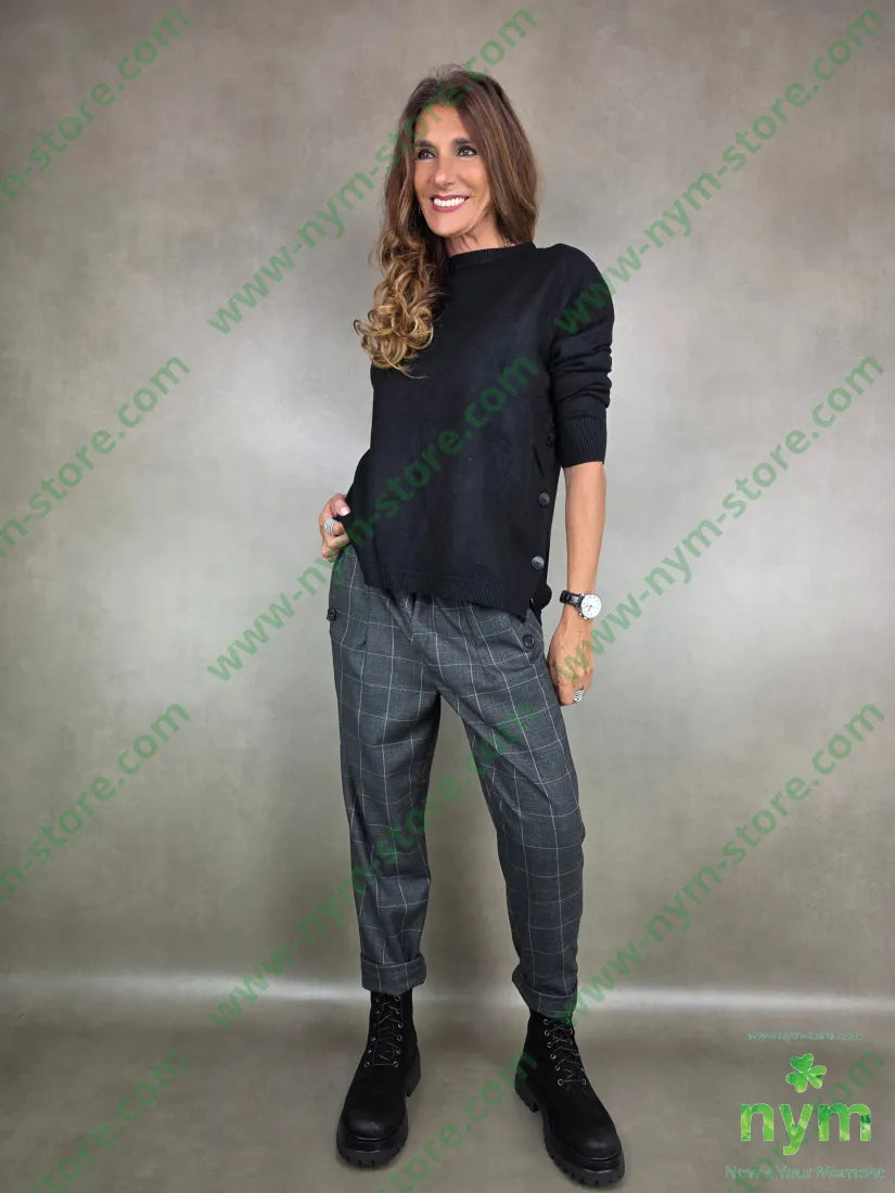 pant check 2 bottoni 85pl13vi2ea U / ANTRACITE / AI25 PANTALONE