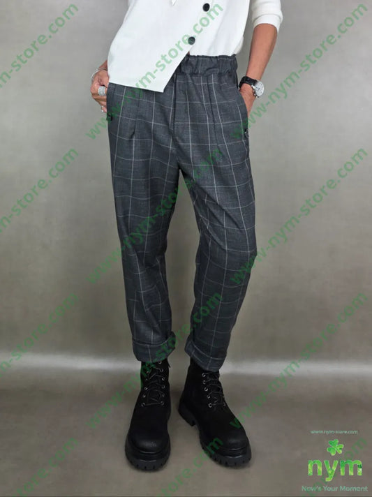pant check 2 bottoni 85pl13vi2ea U / ANTRACITE / AI25 PANTALONE