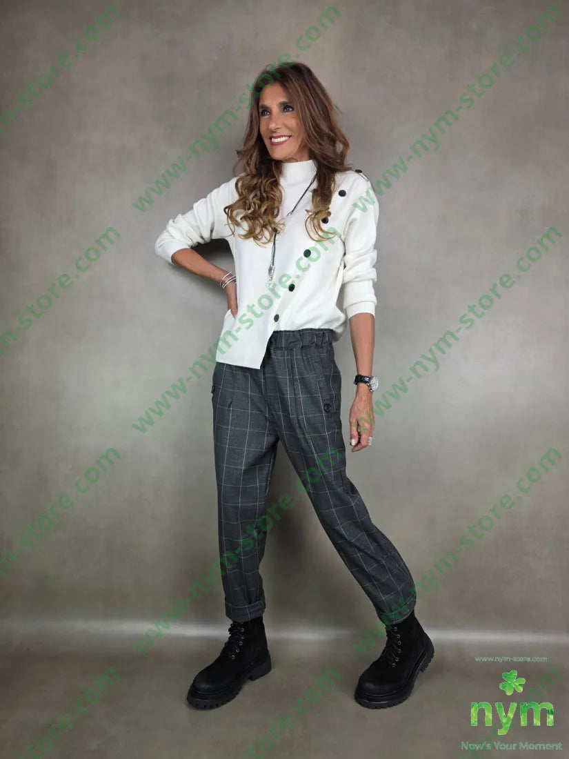 pant check 2 bottoni 85pl13vi2ea U / ANTRACITE / AI25 PANTALONE