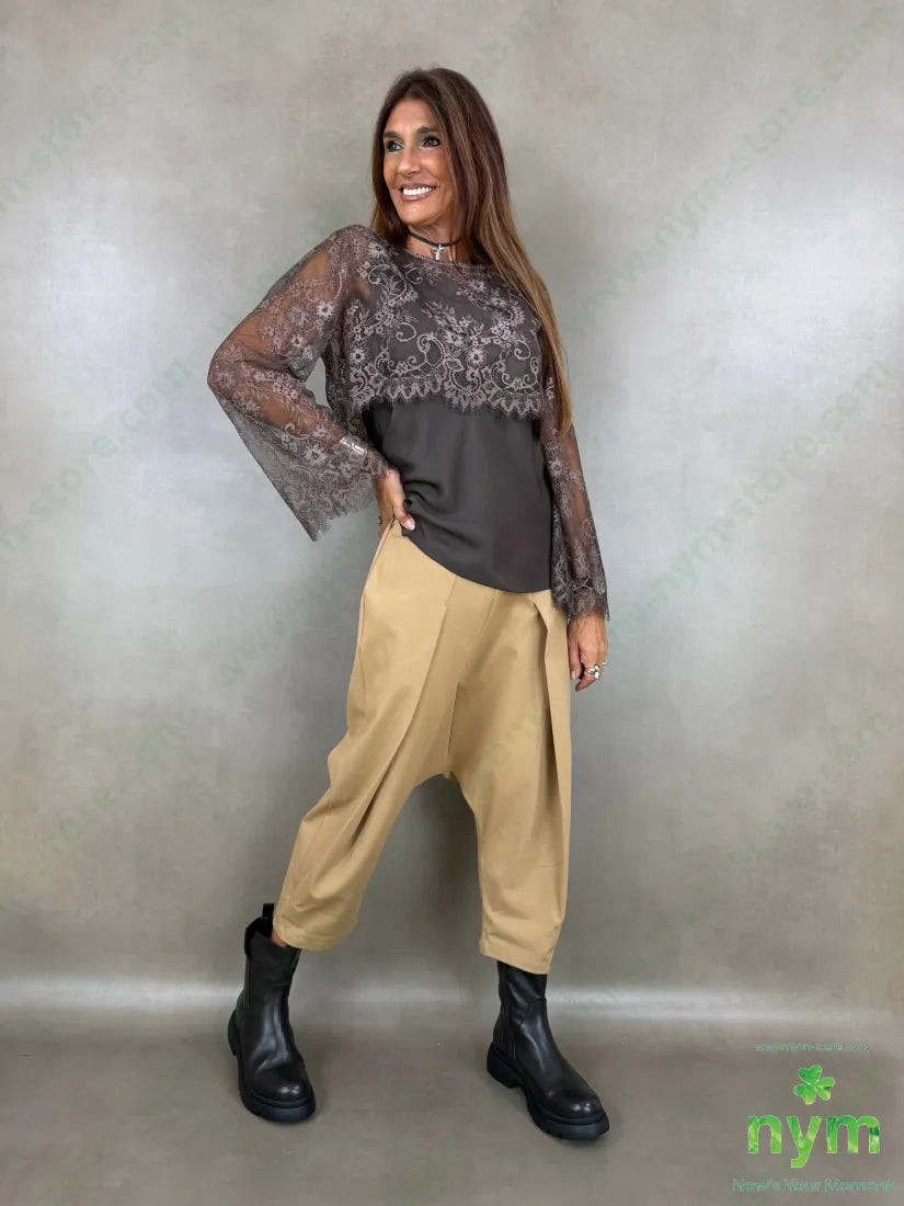 pant con cavallo b cuciture punto milano c 60vi35pa5ea - U / CAMMELLO / AI26 - PANTALONE