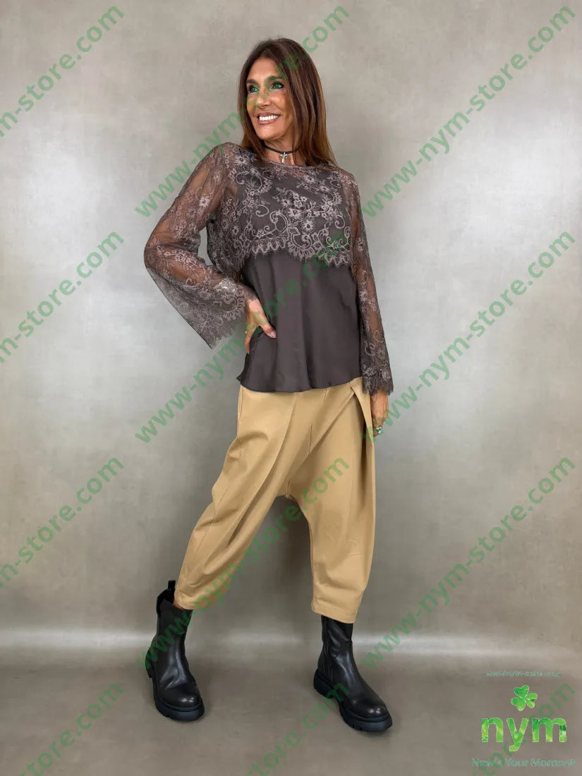 pant con cavallo b cuciture punto milano c 60vi35pa5ea - U / CAMMELLO / AI26 - PANTALONE