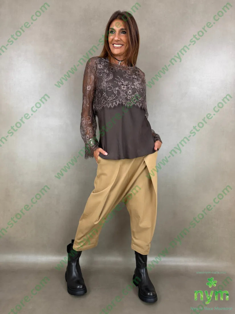 pant con cavallo b cuciture punto milano c 60vi35pa5ea - U / CAMMELLO / AI26 - PANTALONE