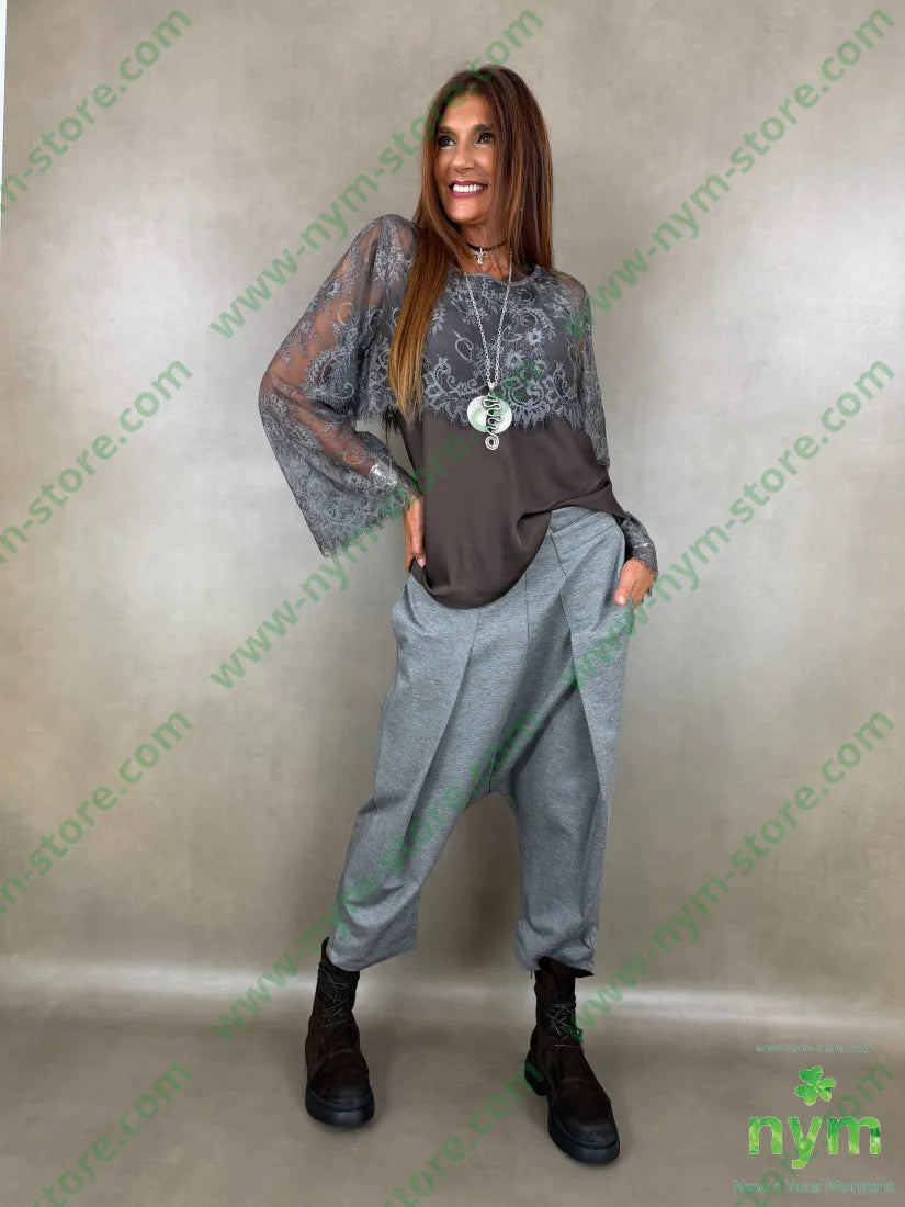 pant con cavallo b cuciture punto milano g 60vi35pa5ea - U / GRIGIO C. / AI26 - PANTALONE
