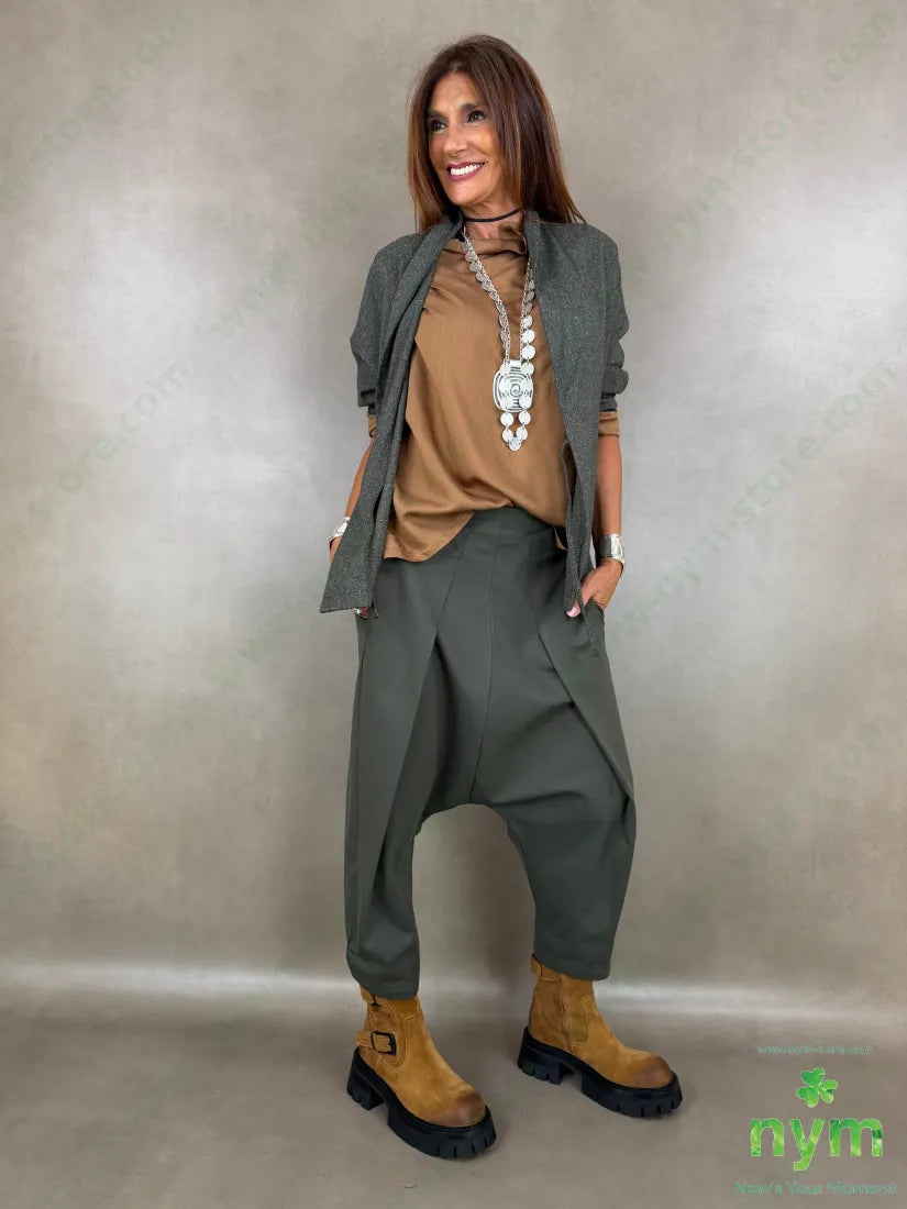pant con cavallo b cuciture punto milano mi 60vi35pa5ea - U / MILITARE / AI26 - PANTALONE