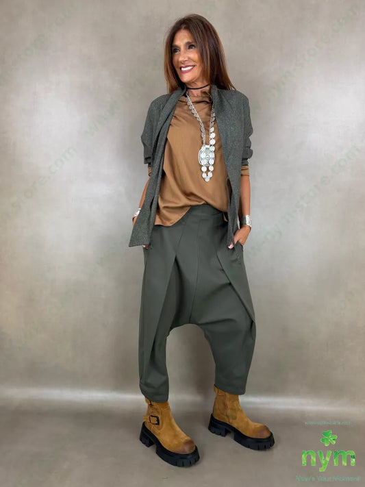 pant con cavallo b cuciture punto milano mi 60vi35pa5ea - U / MILITARE / AI26 - PANTALONE