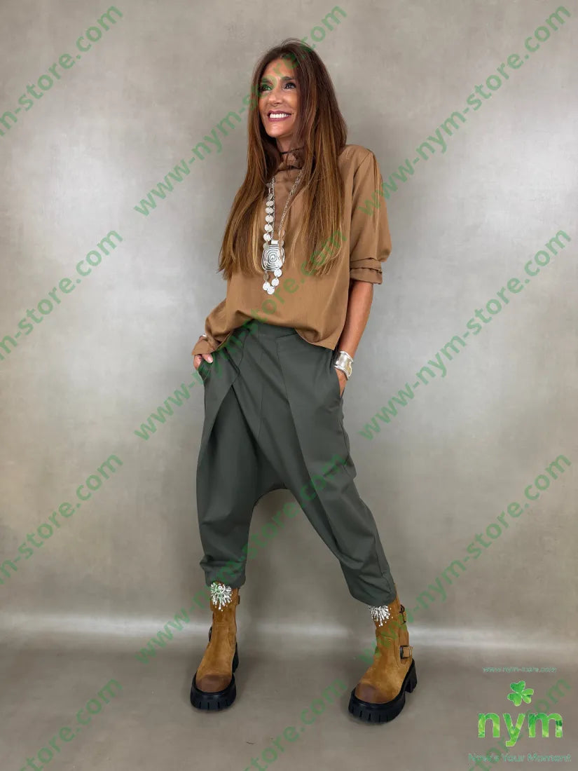 pant con cavallo b cuciture punto milano mi 60vi35pa5ea - U / MILITARE / AI26 - PANTALONE