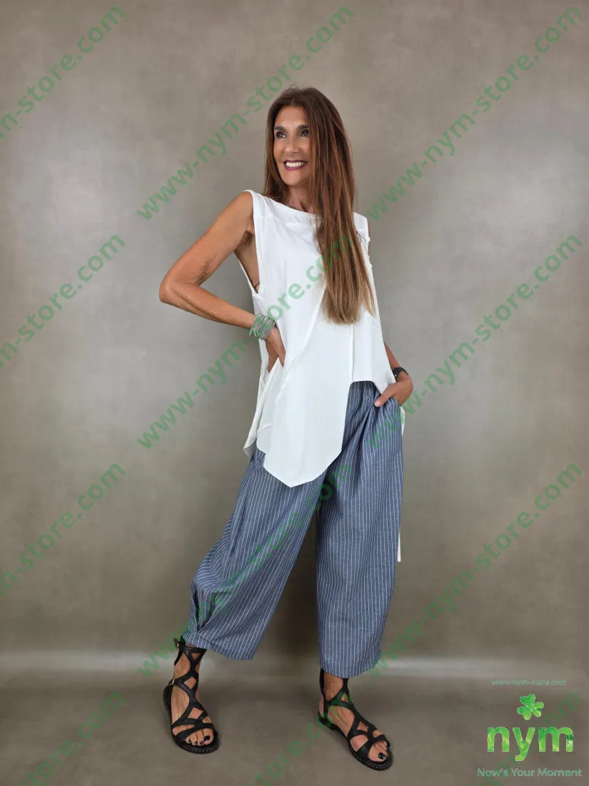 pant cotone gessato soffietto fdo 100co - PANTALONE