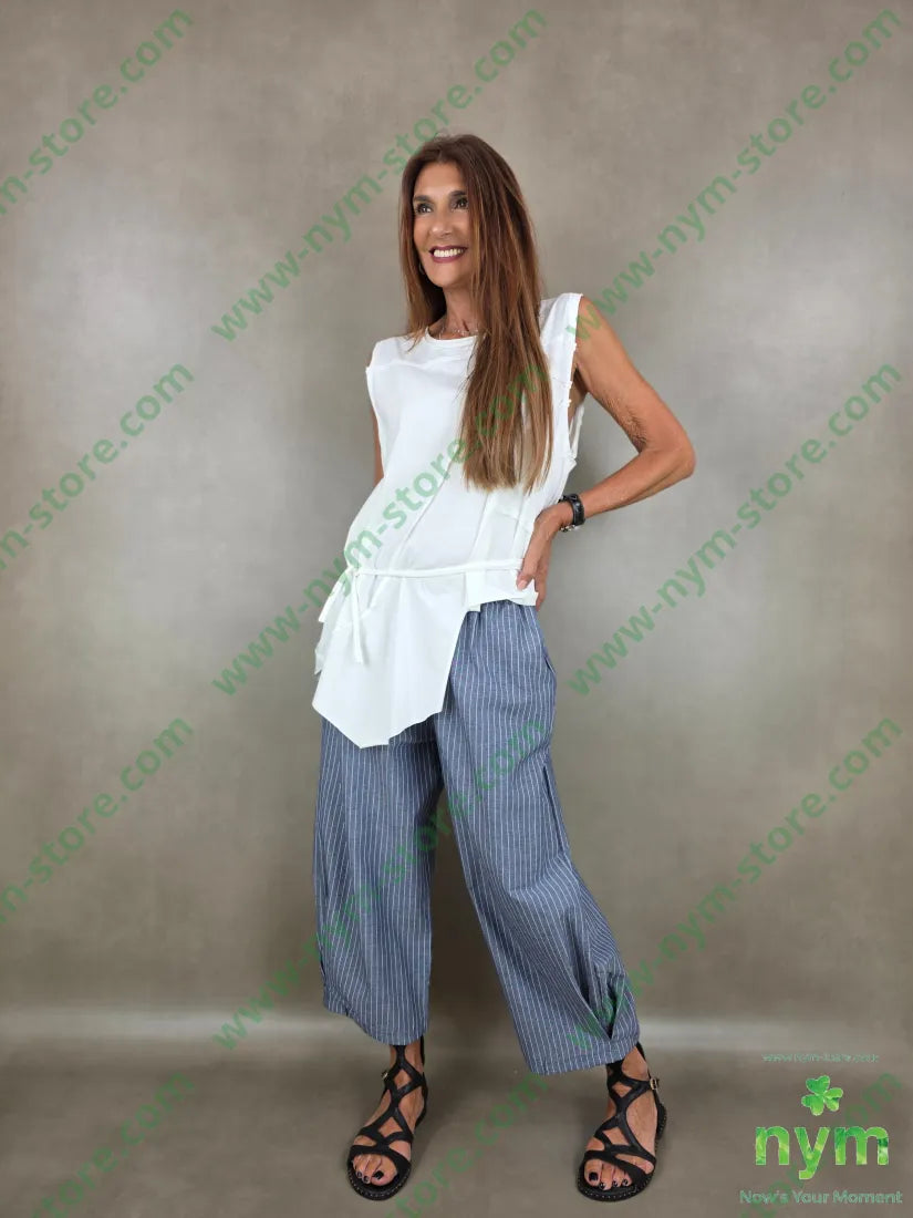 pant cotone gessato soffietto fdo 100co - PANTALONE