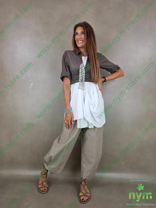 pant cotone gessato soffietto fdo 100co - PANTALONE