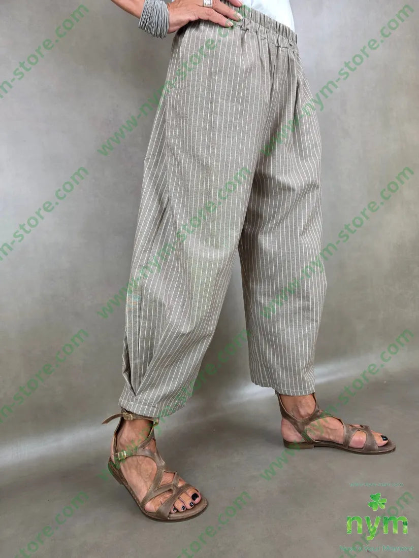 pant cotone gessato soffietto fdo 100co - U / BEIGE / PE26 - PANTALONE