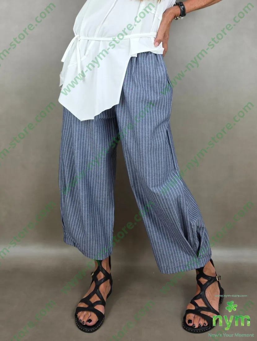 pant cotone gessato soffietto fdo 100co - U / BLU / PE26 - PANTALONE