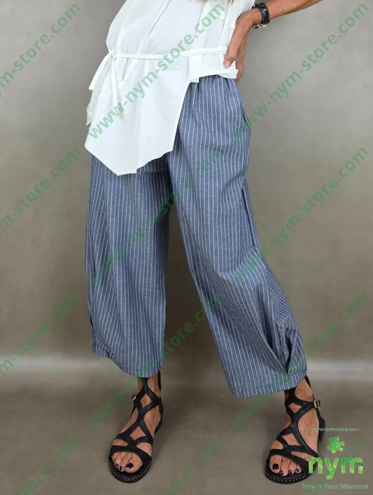 pant cotone gessato soffietto fdo 100co - U / BLU / PE26 - PANTALONE