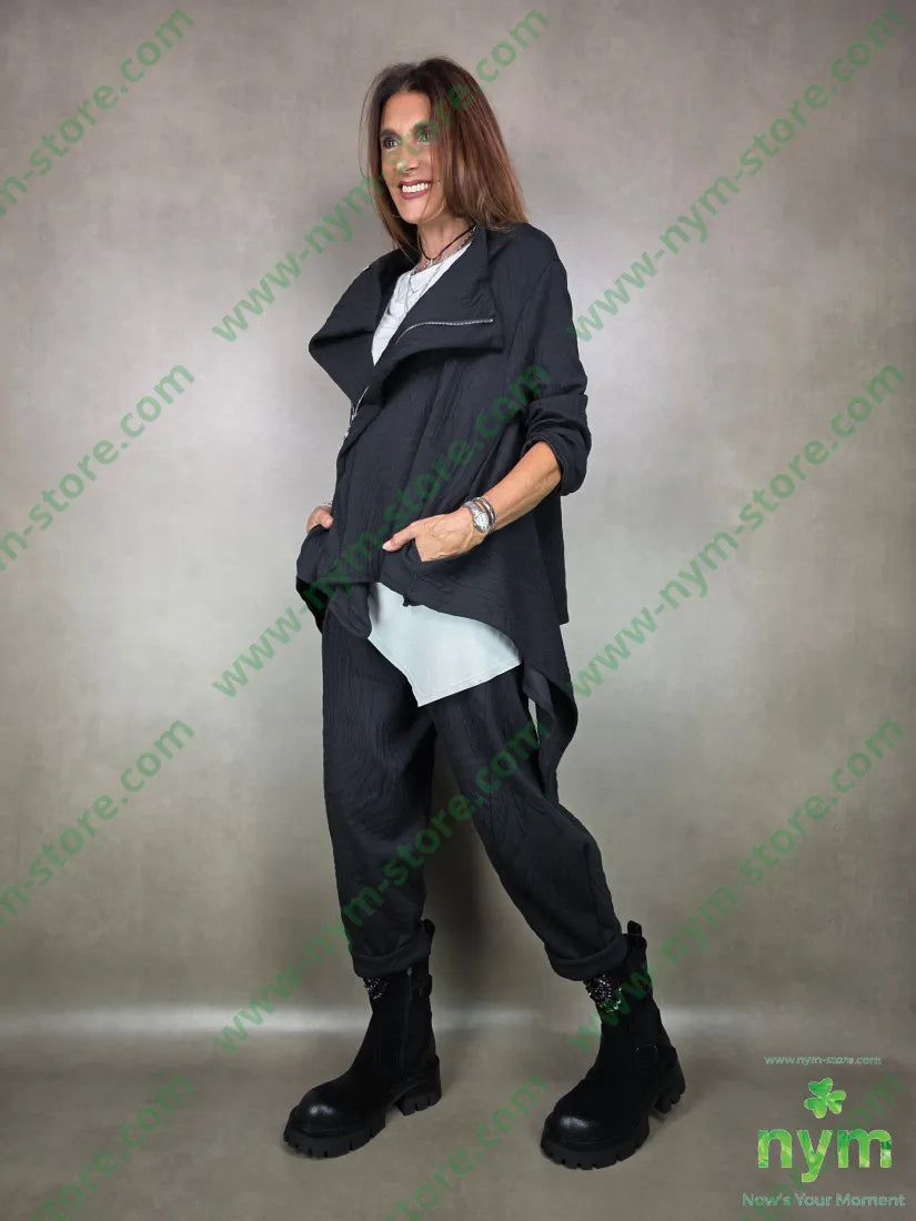 pant dettaglio imbuto tessuto a maglia 53pl46co1ea U / NERO / AI25 PANTALONE