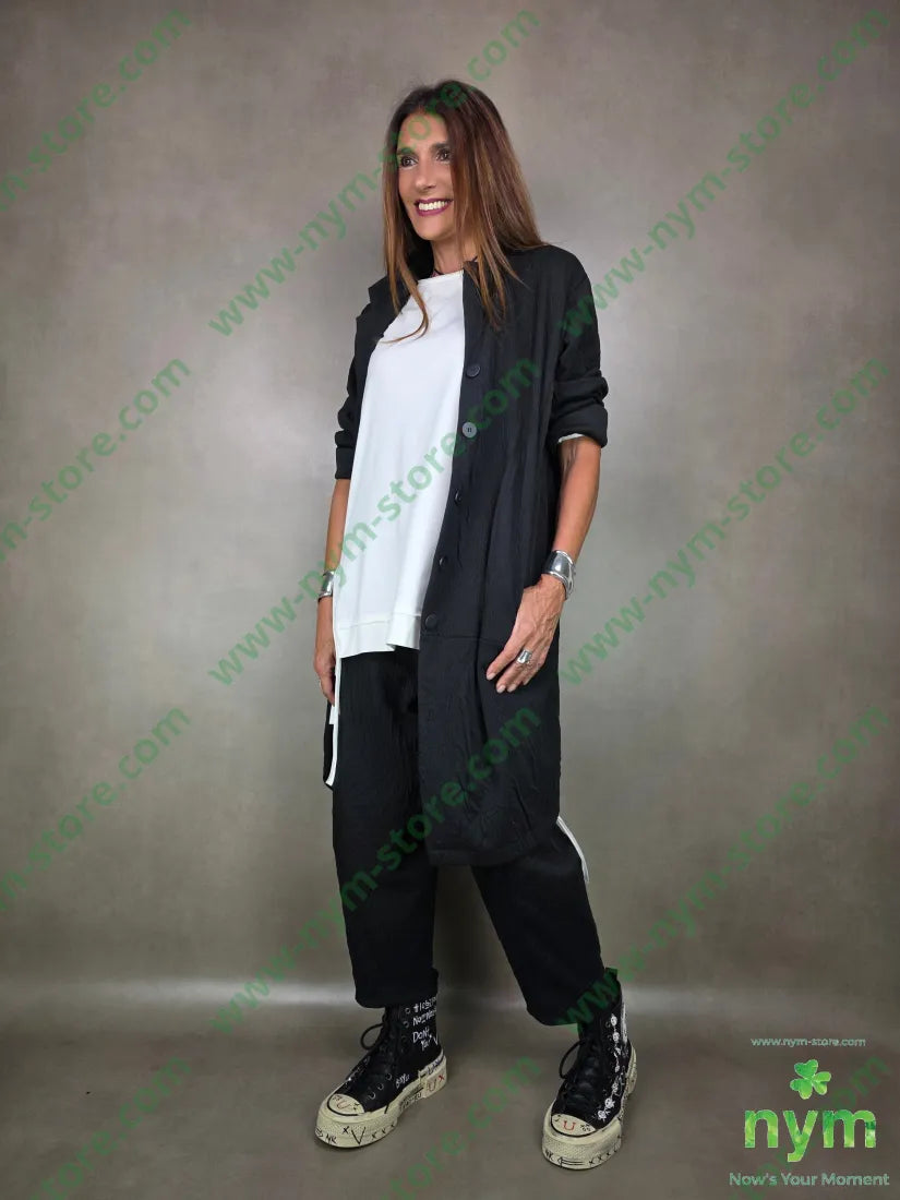 pant dettaglio imbuto tessuto a maglia 53pl46co1ea U / NERO / AI25 PANTALONE