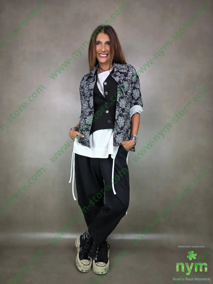 pant dettaglio imbuto tessuto a maglia 53pl46co1ea U / NERO / AI25 PANTALONE