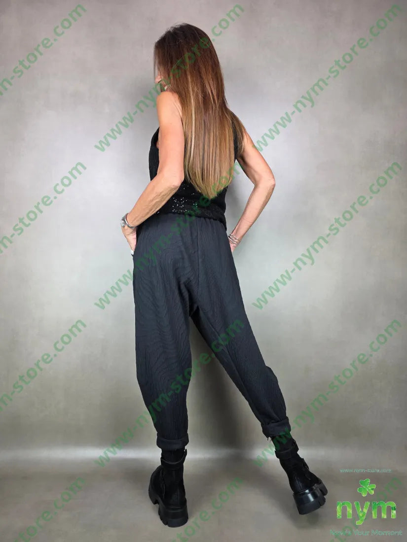 pant dettaglio imbuto tessuto a maglia 53pl46co1ea U / NERO / AI25 PANTALONE
