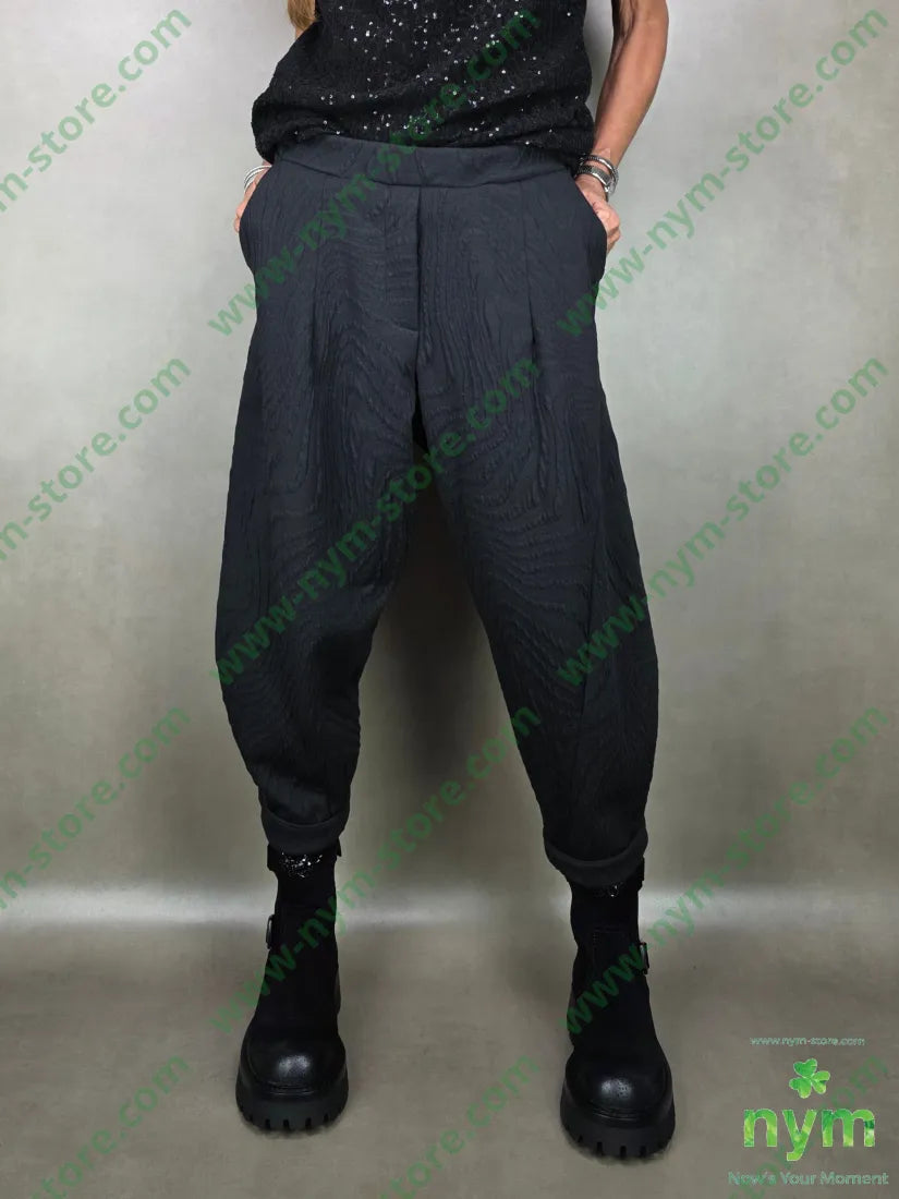 pant dettaglio imbuto tessuto a maglia 53pl46co1ea U / NERO / AI25 PANTALONE