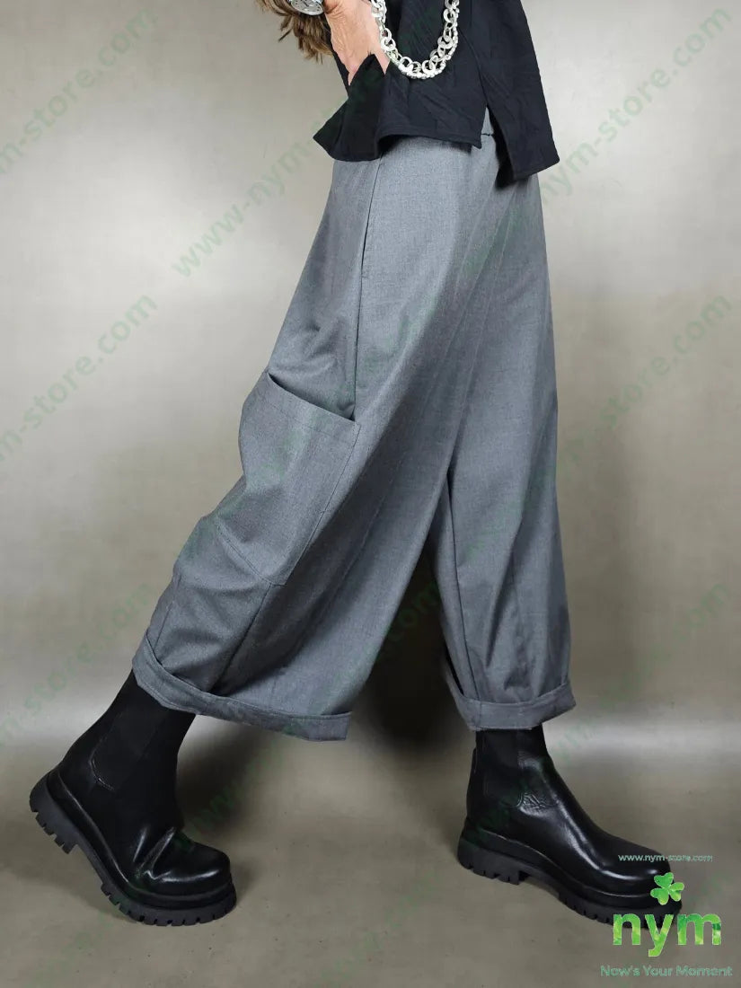 pant gaucho tache gamba 64pl33vi3ea U / GRIGIO / PE25 PANTALONE