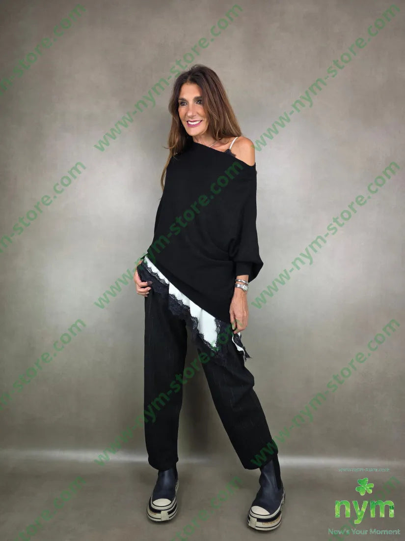 pant tessuto jaquard elasticizzato 55vi40pl5ea U / NERO / AI25 PANTALONE