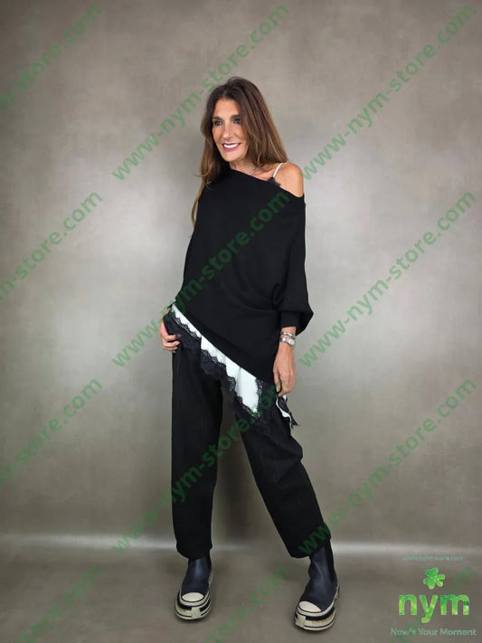 pant tessuto jaquard elasticizzato 55vi40pl5ea U / NERO / AI25 PANTALONE