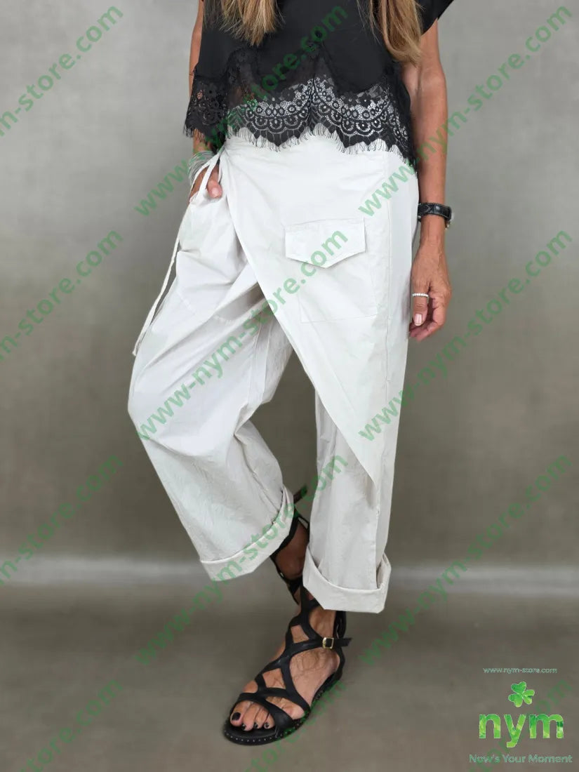 panta a pareo con taschino 98co2ea - U / SABBIA / PE26 - PANTALONE