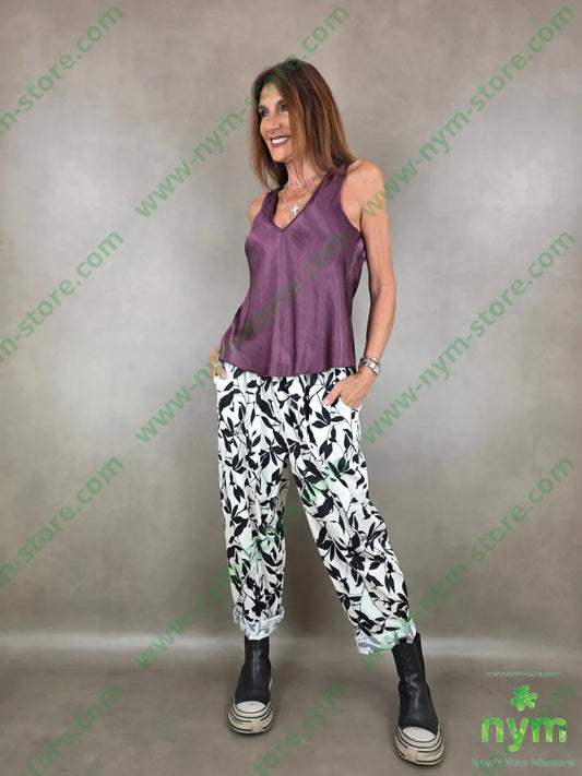panta base panna con foglie 97co3ea - U / PANNA / PE26 - PANTALONE