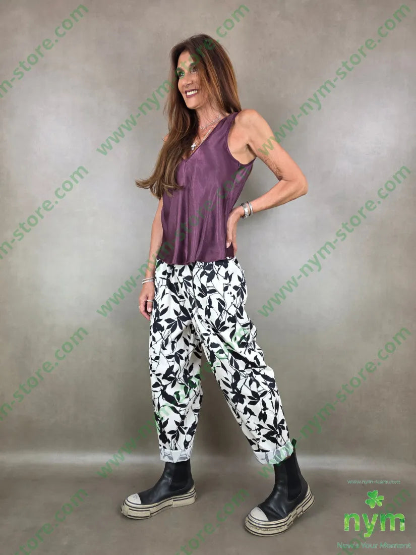 panta base panna con foglie 97co3ea - U / PANNA / PE26 - PANTALONE