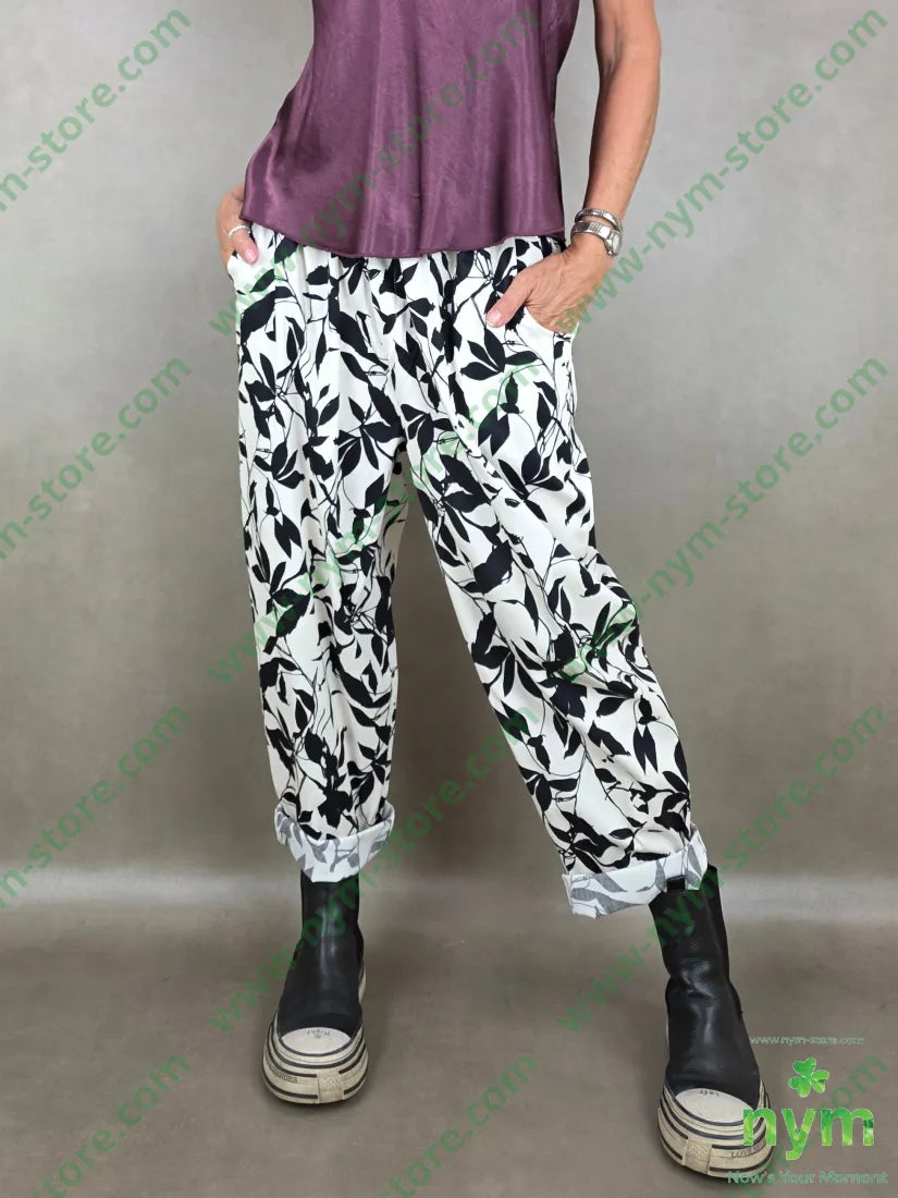panta base panna con foglie 97co3ea - U / PANNA / PE26 - PANTALONE