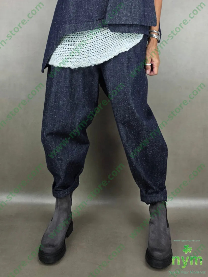 panta denim lavato dettaglio imbuto 100co PANTALONE