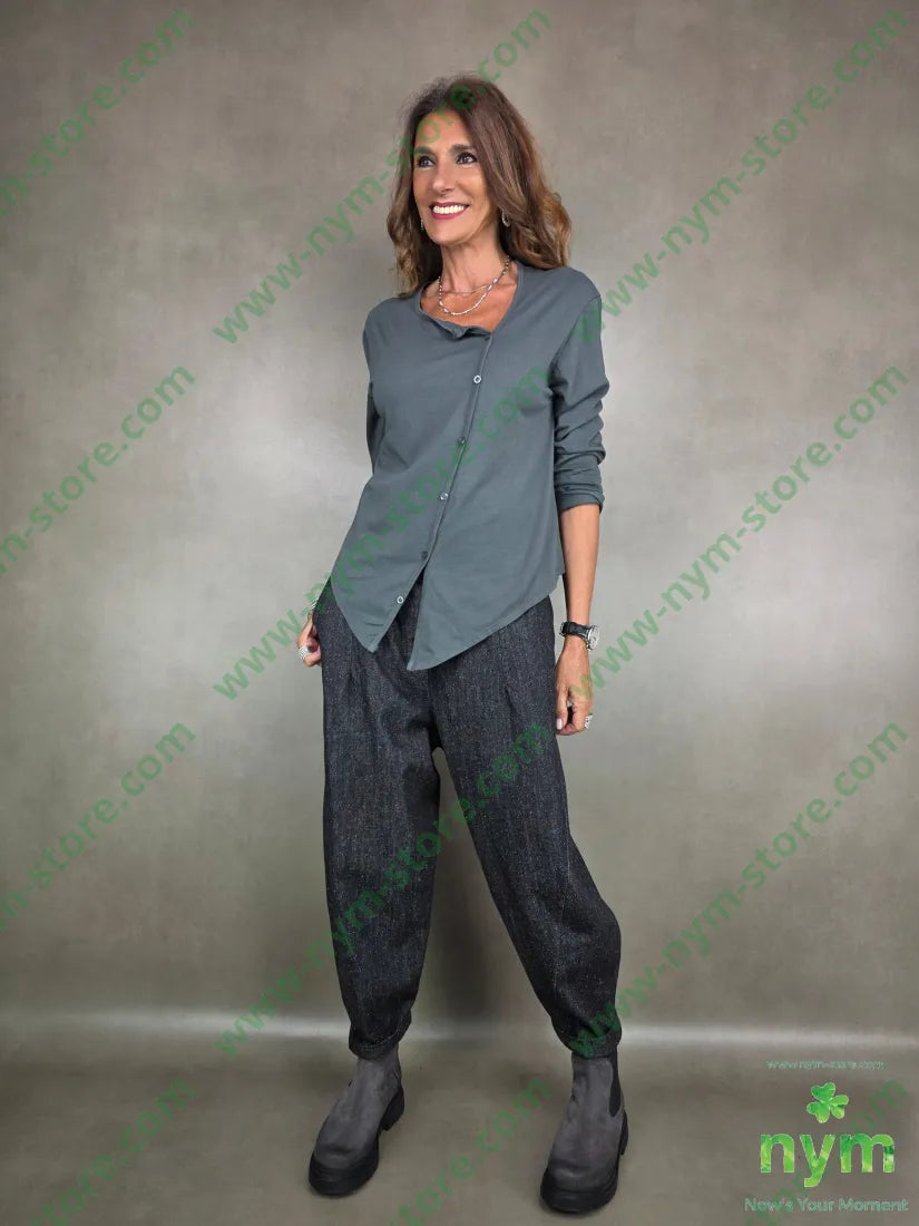 panta denim lavato dettaglio imbuto 100co PANTALONE