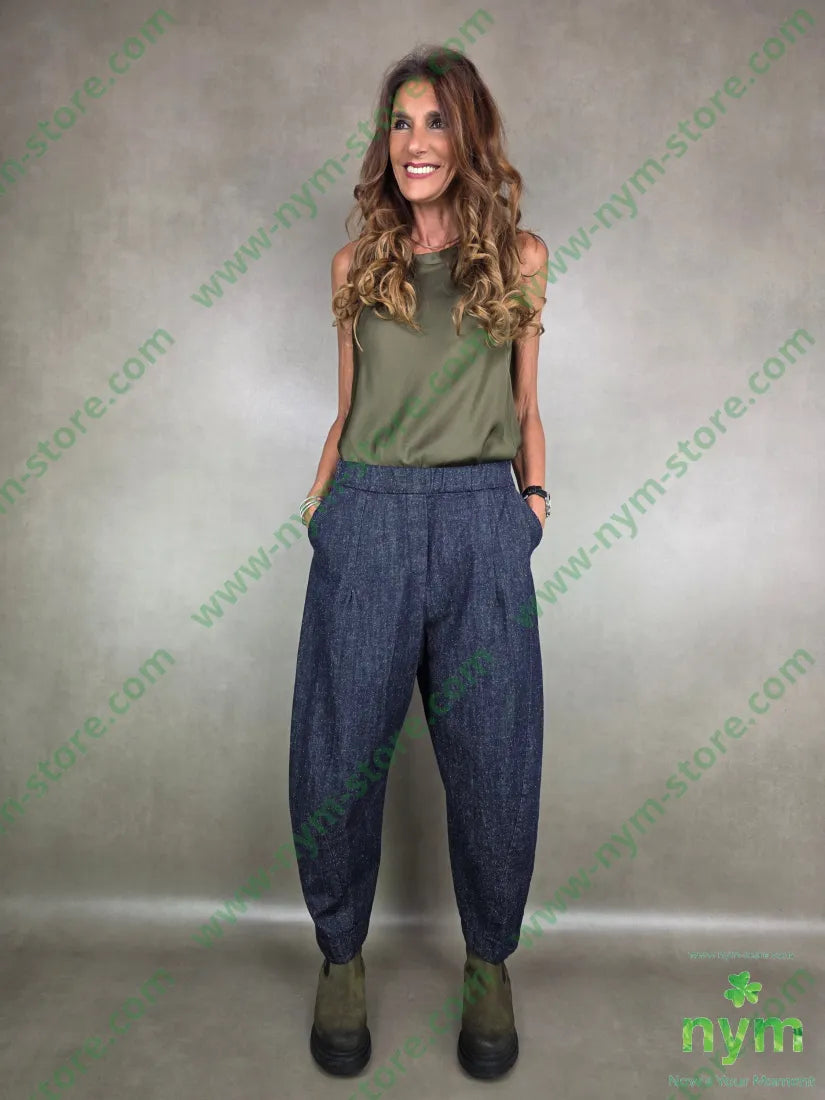 panta denim lavato dettaglio imbuto 100co PANTALONE