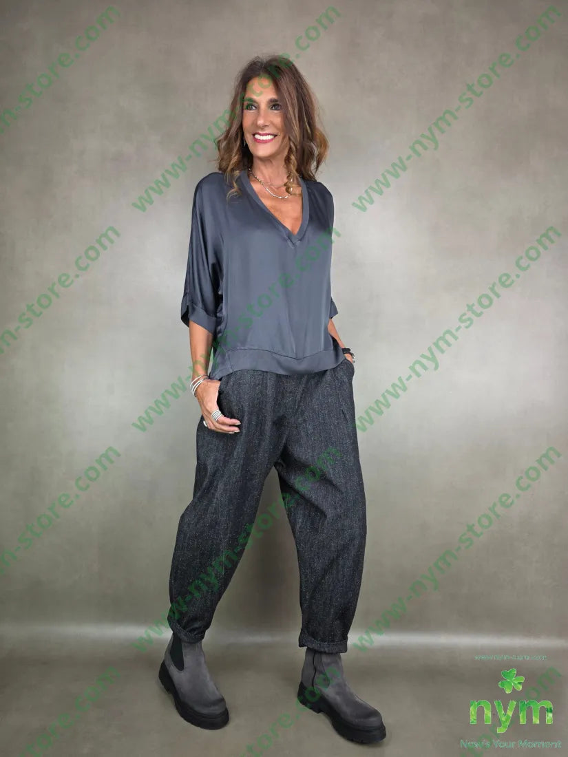 panta denim lavato dettaglio imbuto 100co PANTALONE