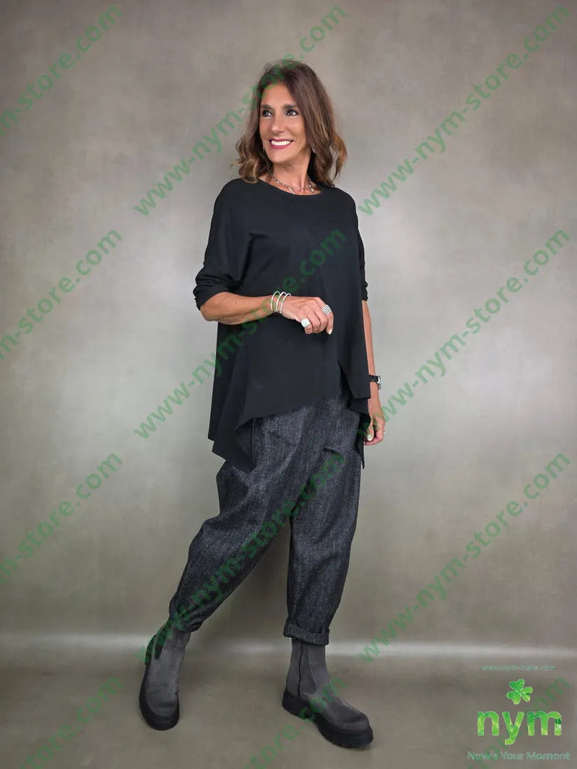 panta denim lavato dettaglio imbuto 100co PANTALONE