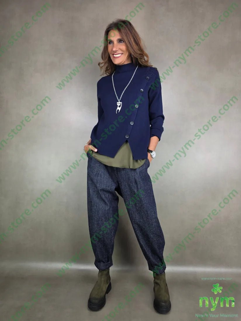 panta denim lavato dettaglio imbuto 100co PANTALONE