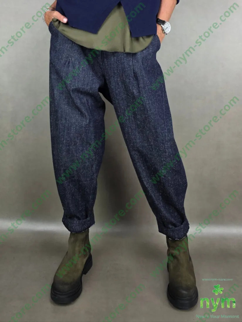 panta denim lavato dettaglio imbuto 100co U / DENIM / AI25 PANTALONE