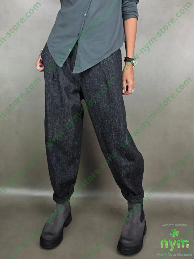 panta denim lavato dettaglio imbuto 100co U / ANTRACITE / AI25 PANTALONE