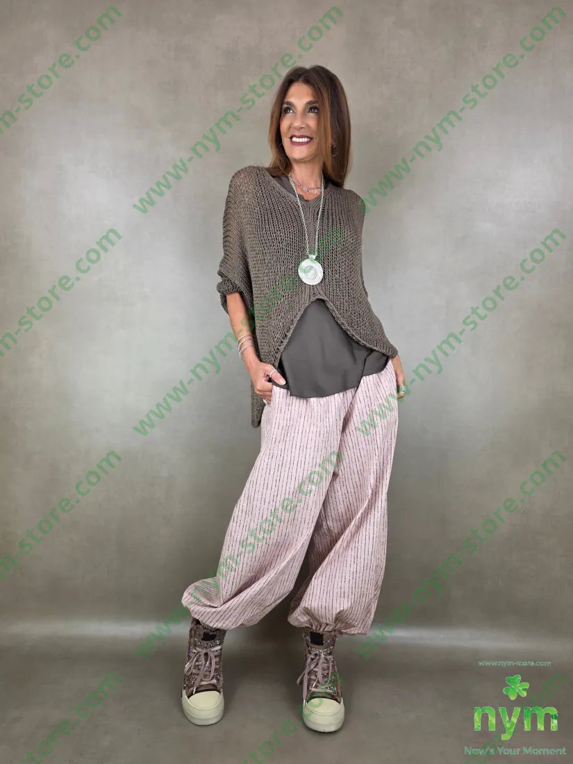 panta gessato a tratti ela fondo 97co3ea - U / ROSA / PE26 - PANTALONE