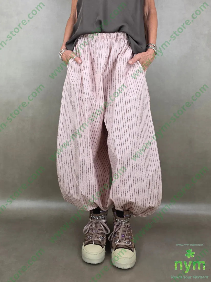 panta gessato a tratti ela fondo 97co3ea - U / ROSA / PE26 - PANTALONE