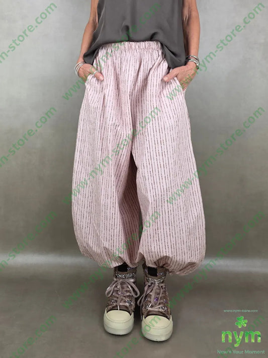 panta gessato a tratti ela fondo 97co3ea - U / ROSA / PE26 - PANTALONE