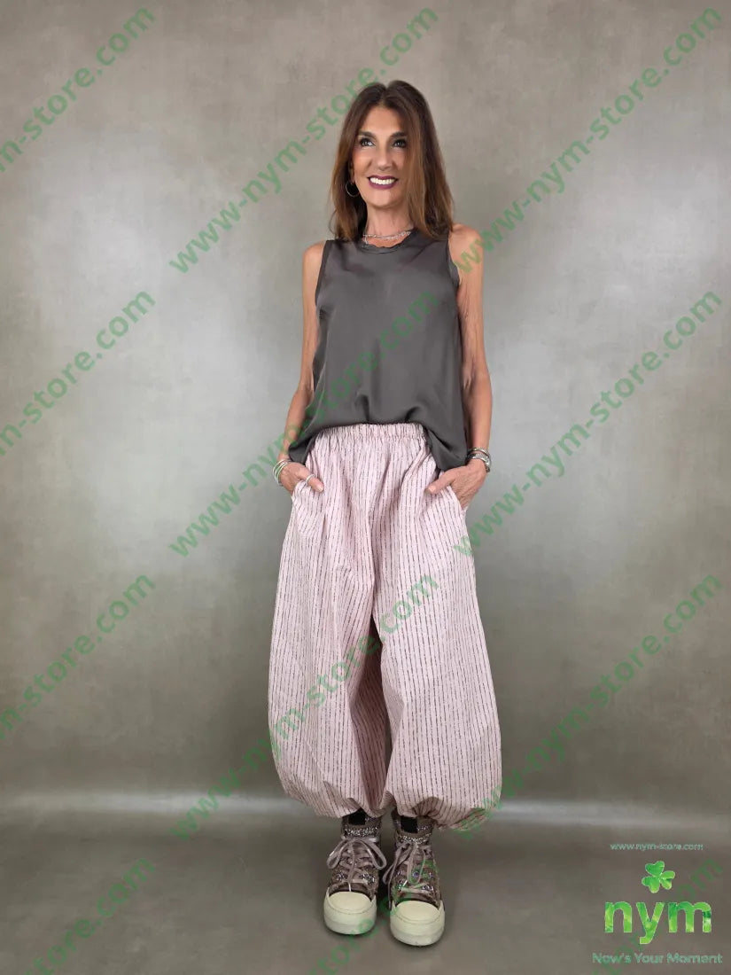 panta gessato a tratti ela fondo 97co3ea - U / ROSA / PE26 - PANTALONE