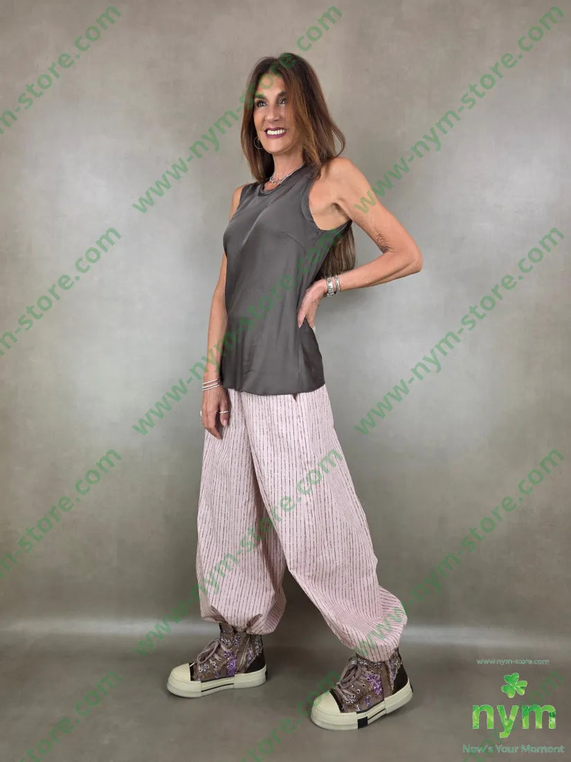 panta gessato a tratti ela fondo 97co3ea - U / ROSA / PE26 - PANTALONE