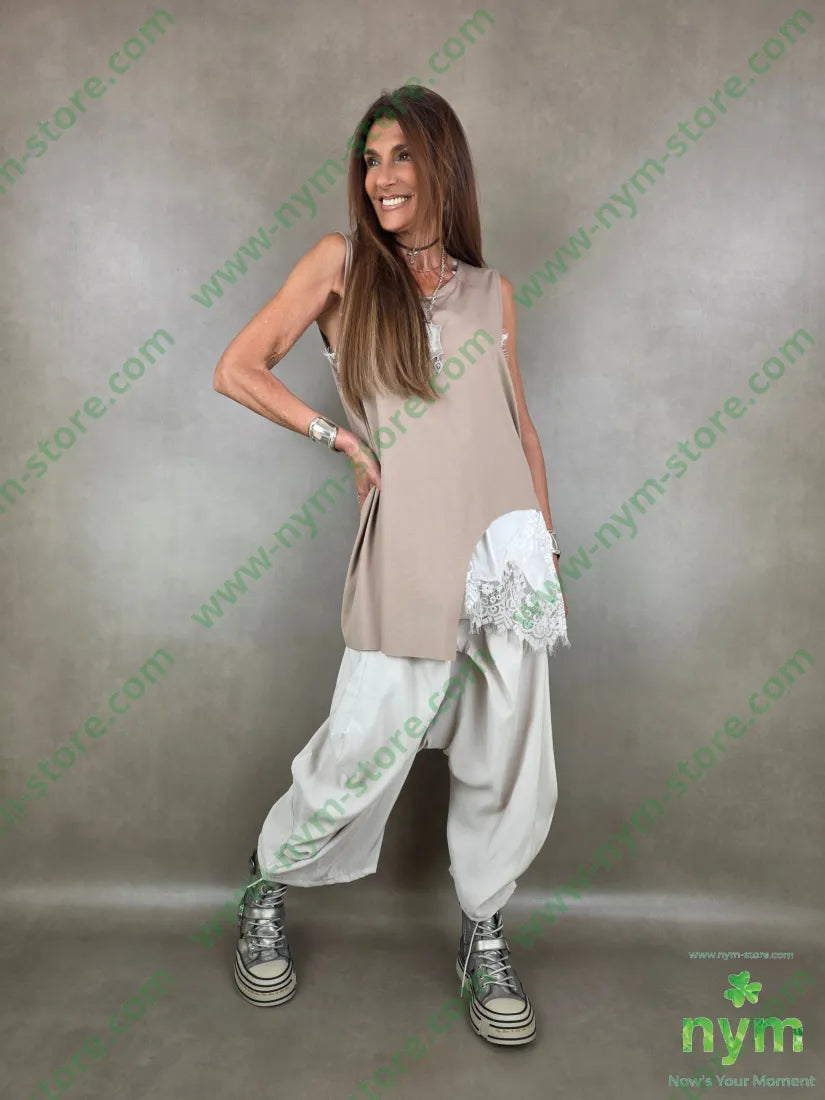 panta harem rayon 86ry14pl - U / SABBIA / PE26 - PANTALONE