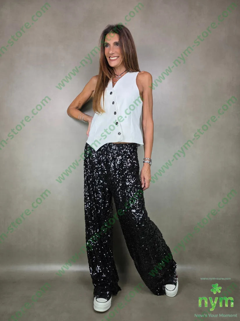 panta paillettes 100pl U / NERO / AI25 PANTALONE