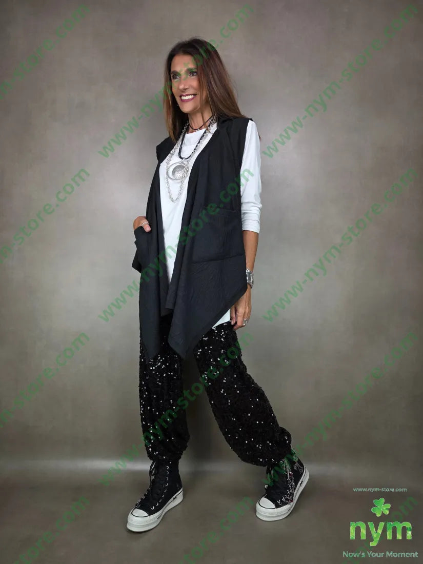 panta paillettes 100pl U / NERO / AI25 PANTALONE