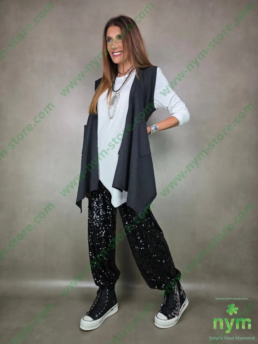 panta paillettes 100pl U / NERO / AI25 PANTALONE