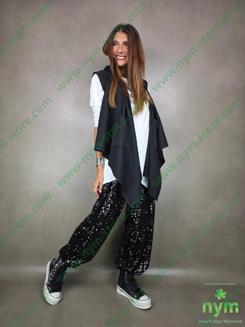 panta paillettes 100pl U / NERO / AI25 PANTALONE