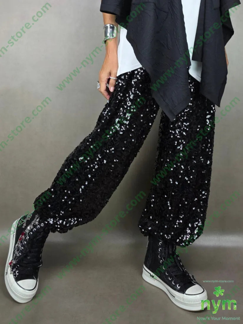 panta paillettes 100pl U / NERO / AI25 PANTALONE