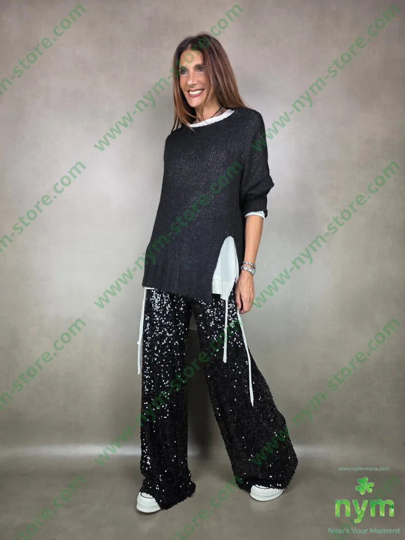 panta paillettes 100pl U / NERO / AI25 PANTALONE