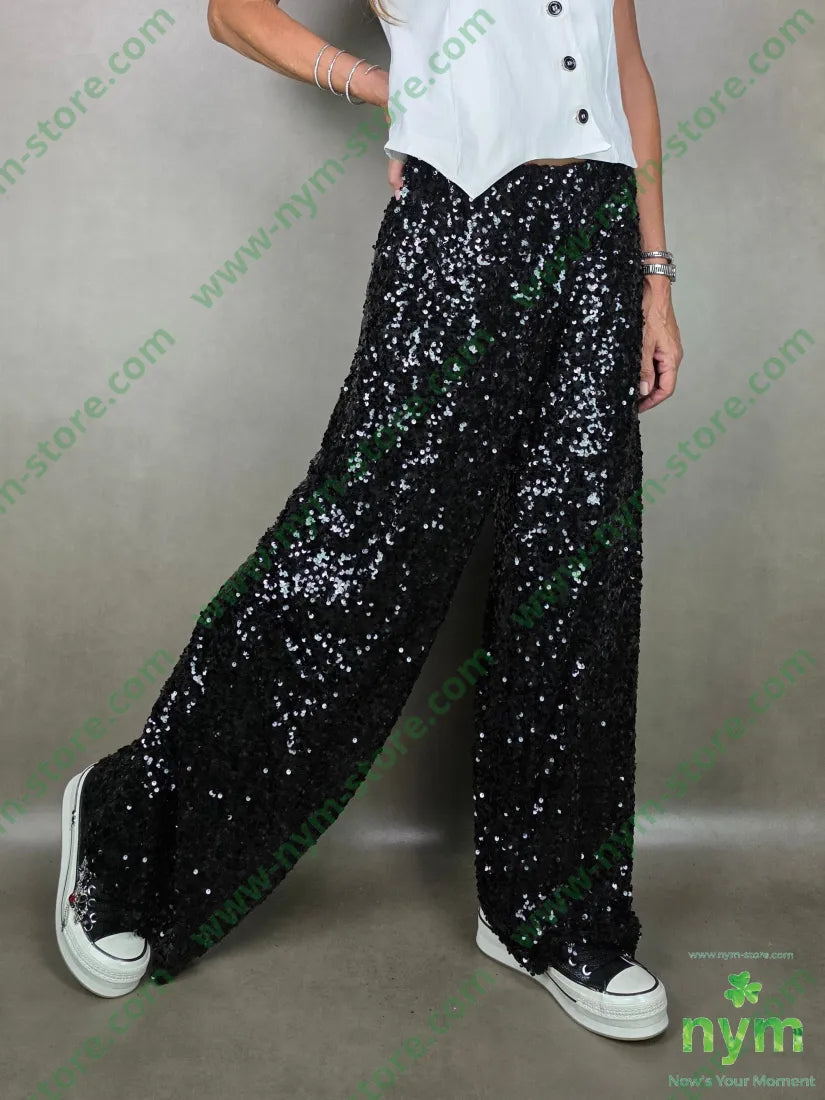 panta paillettes 100pl U / NERO / AI25 PANTALONE