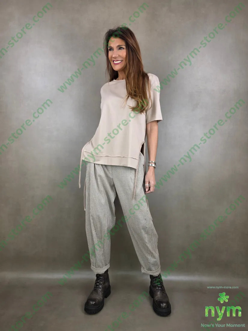 panta tessuto vichy cotone imbuto 100co PANTALONE
